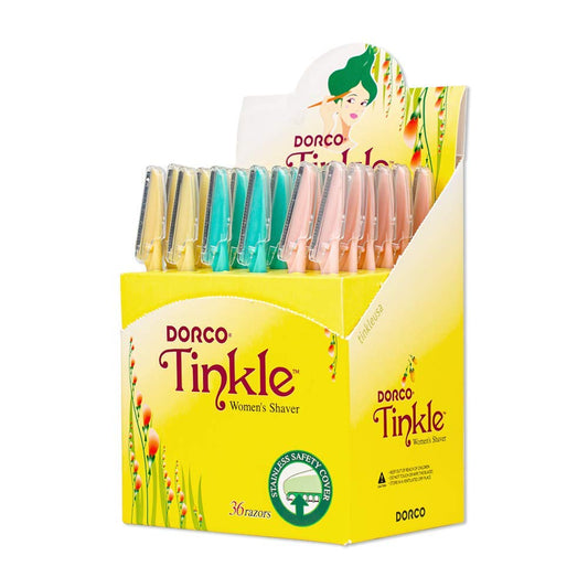 Tinkle dermaplaning razor pack 36 for smooth brow shaping and subtle hair removal.