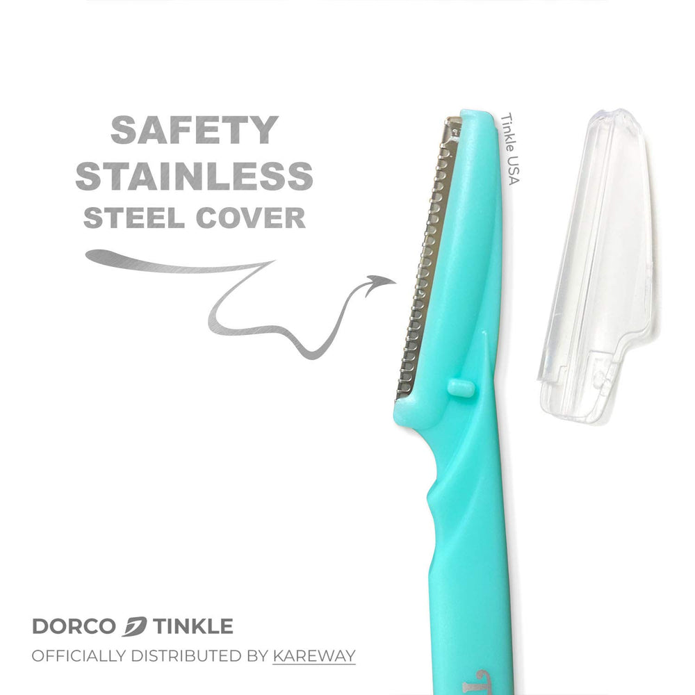 Tinkle razor blades with anti-nick design protecting sensitive skin during grooming.