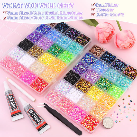 TINKRSTUFF 3mm and 5mm multicolor resin gems reflect light beautifully.