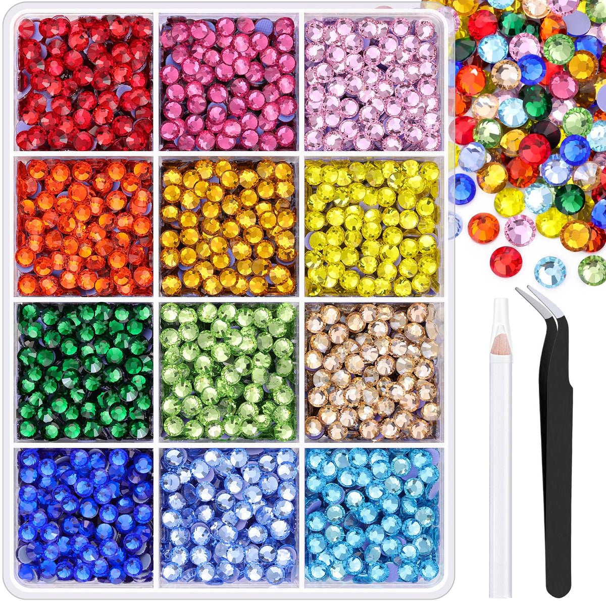 TINKRSTUFF 4000pcs SS16 hotfix rhinestones box sparkles for craft projects.