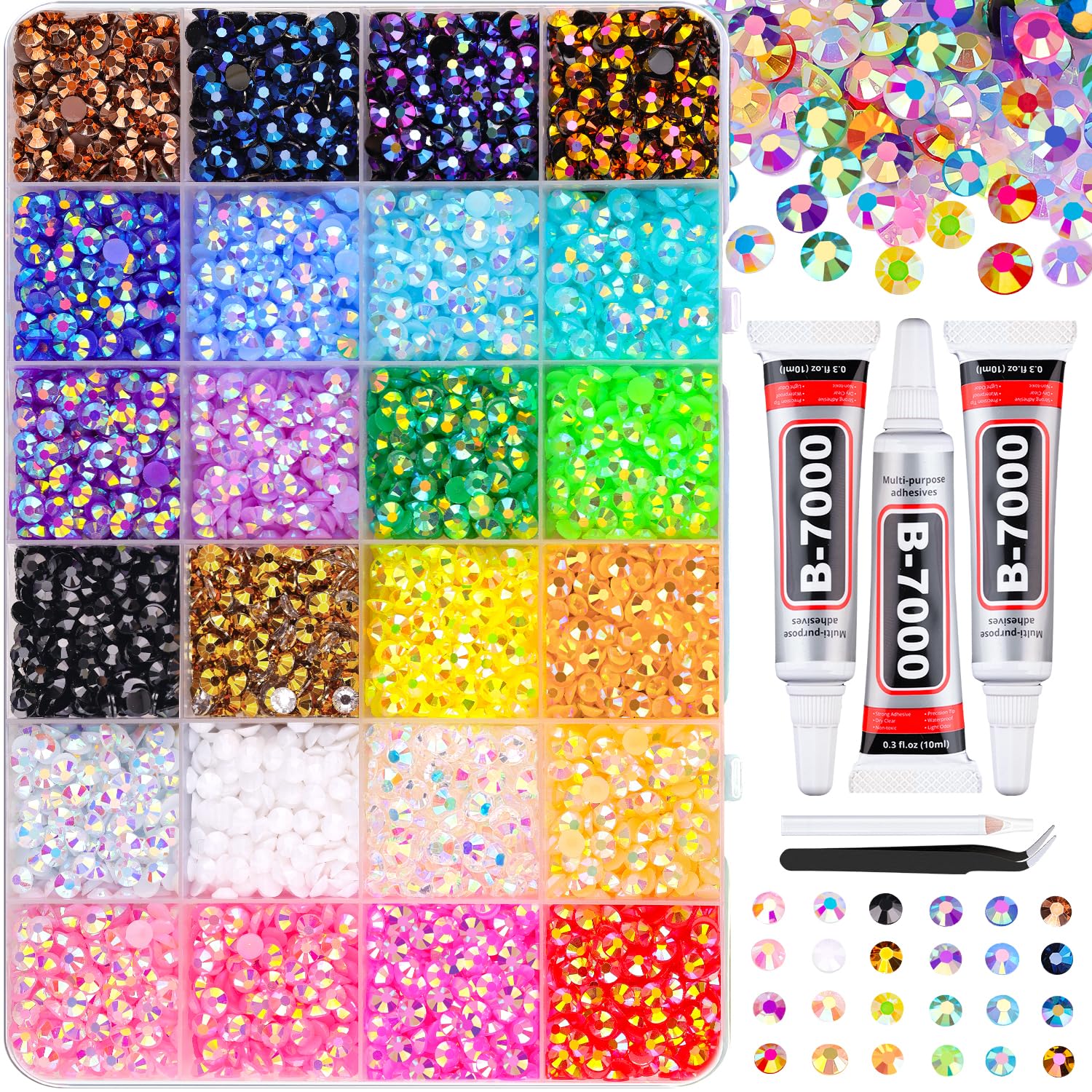 TINKRSTUFF 8500Pcs rhinestones mixed colors in box for versatile crafting