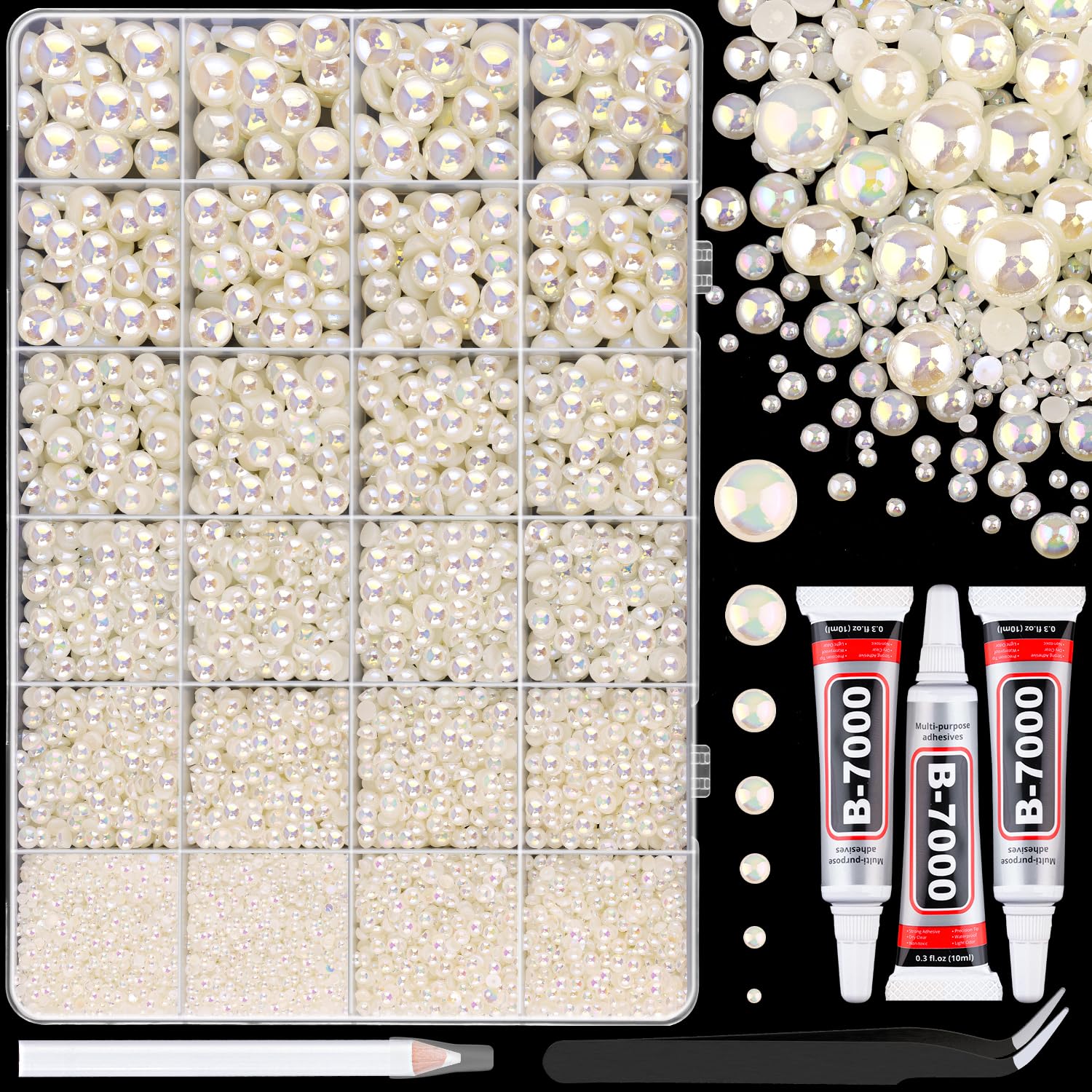 TINKRSTUFF Beige AB 2mm flatback pearl for delicate nail art and crafts