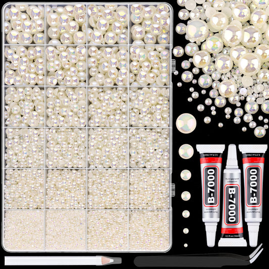 TINKRSTUFF Beige AB 2mm flatback pearl for delicate nail art and crafts