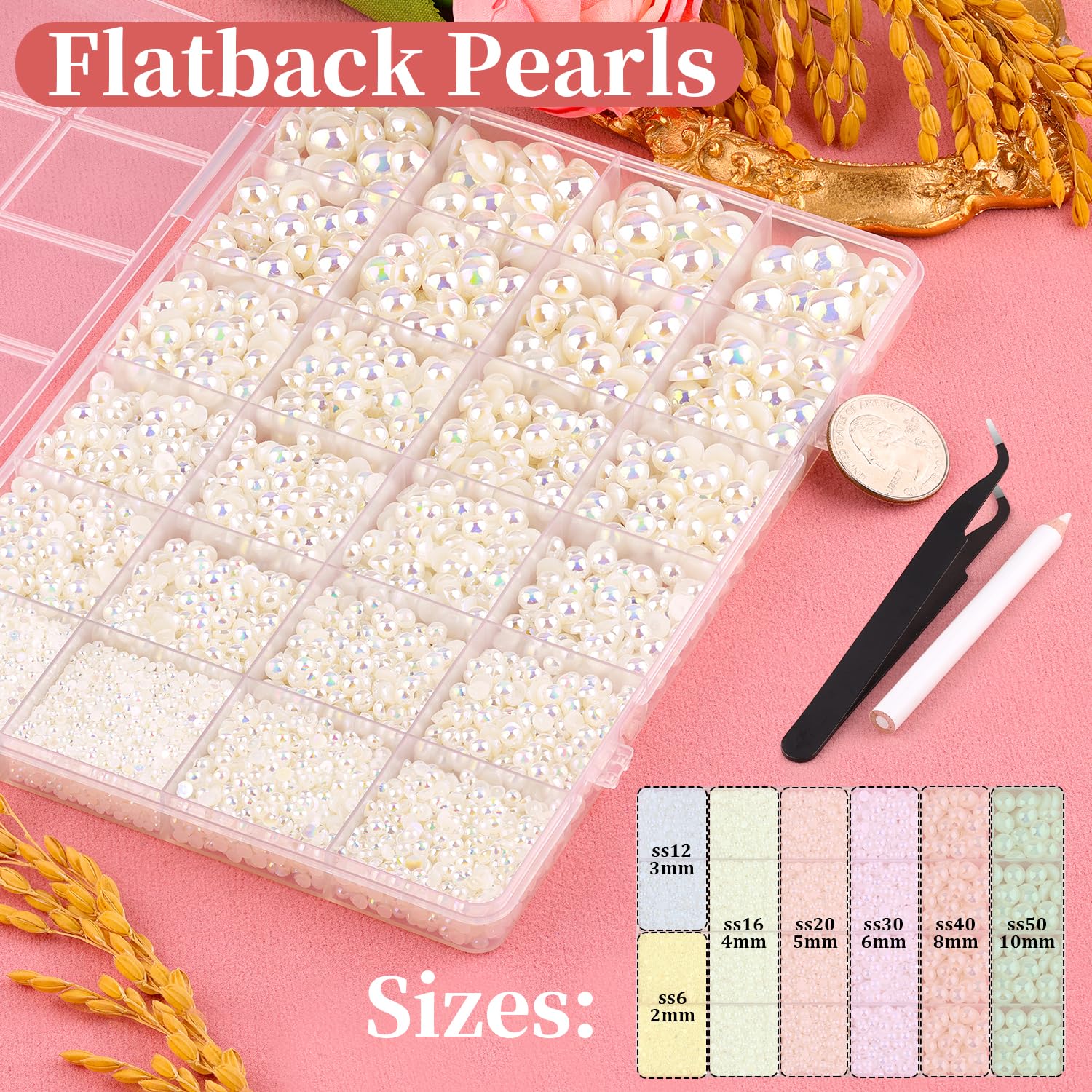 TINKRSTUFF Beige AB 3mm flatback pearl for precise beading on small surfaces