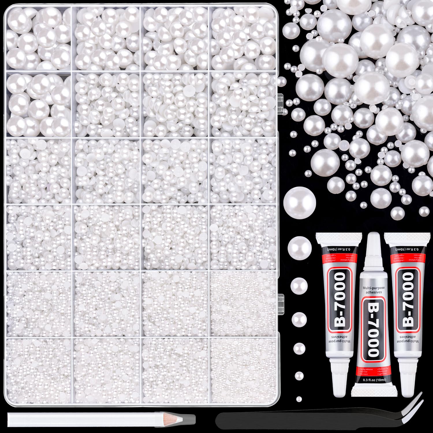 TINKRSTUFF flatback pearls 2mm in white for precise nail art embellishment.
