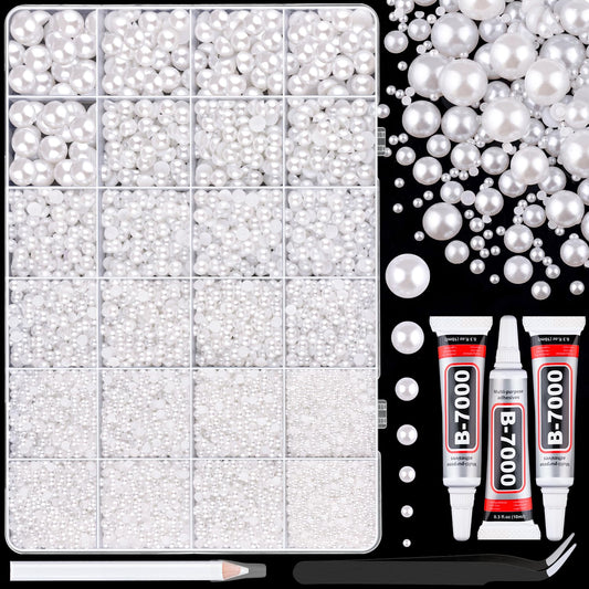 TINKRSTUFF flatback pearls 2mm in white for precise nail art embellishment.