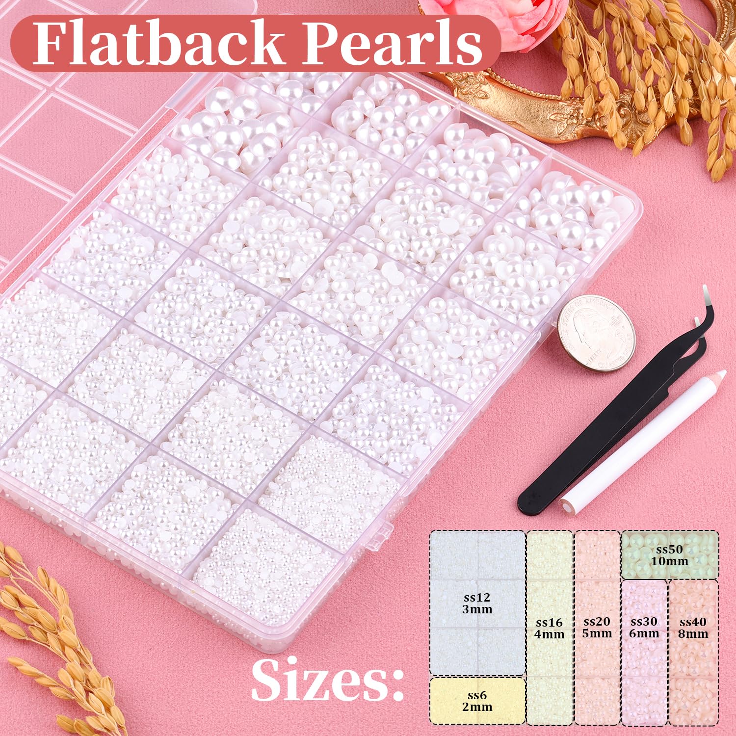TINKRSTUFF flatback pearls 3mm in white for dazzle on shoes and accessories.