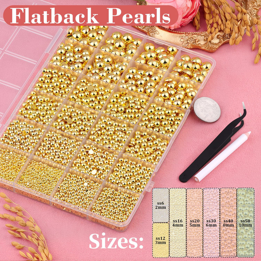 TINKRSTUFF gold flatback pearls 3mm for subtle accents on phone cases and accessories