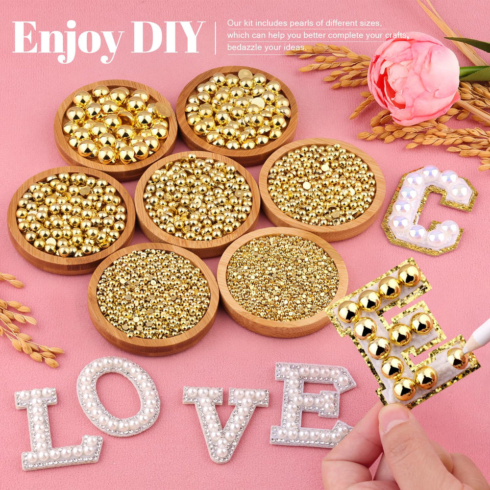 TINKRSTUFF gold flatback pearls 4mm for larger surface detailing and glittering crafts