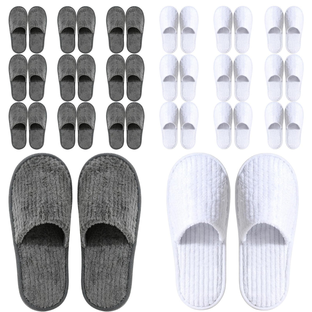 TINSKY disposable slippers pack in white and black for hotel guests.