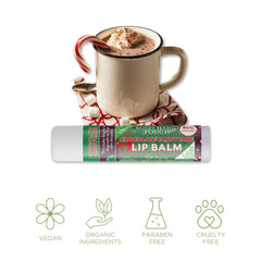 Tiny Seed Chocolate Candy Cane lip balms trio on a clean surface