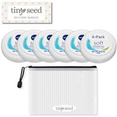 Tiny Seed Travel Kit with six Nivea Soft Cream jars for on-the-go hydration.