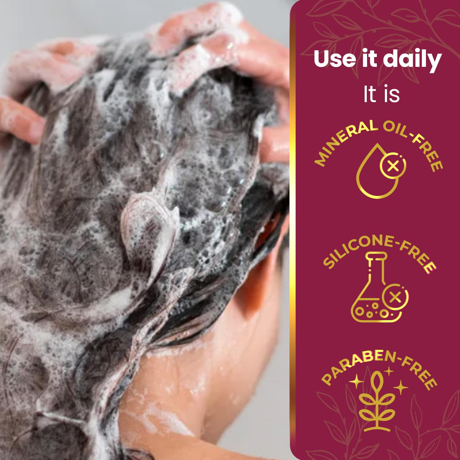 Scalp application scene with Tio Nacho Ginseng Shampoo for daily nourishment.