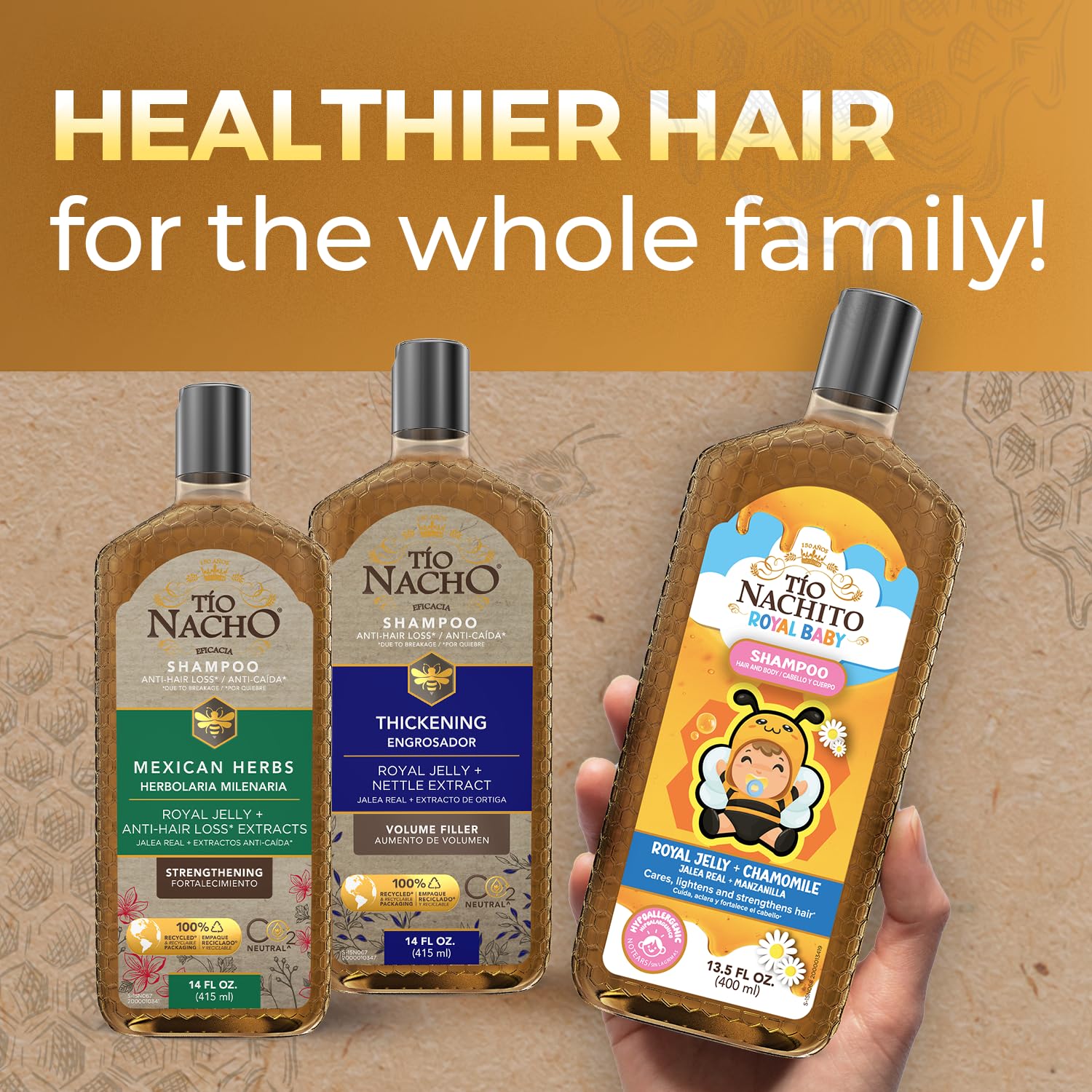Tio Nacho Mexican Herbs Shampoo bottle highlighting strengthening formula