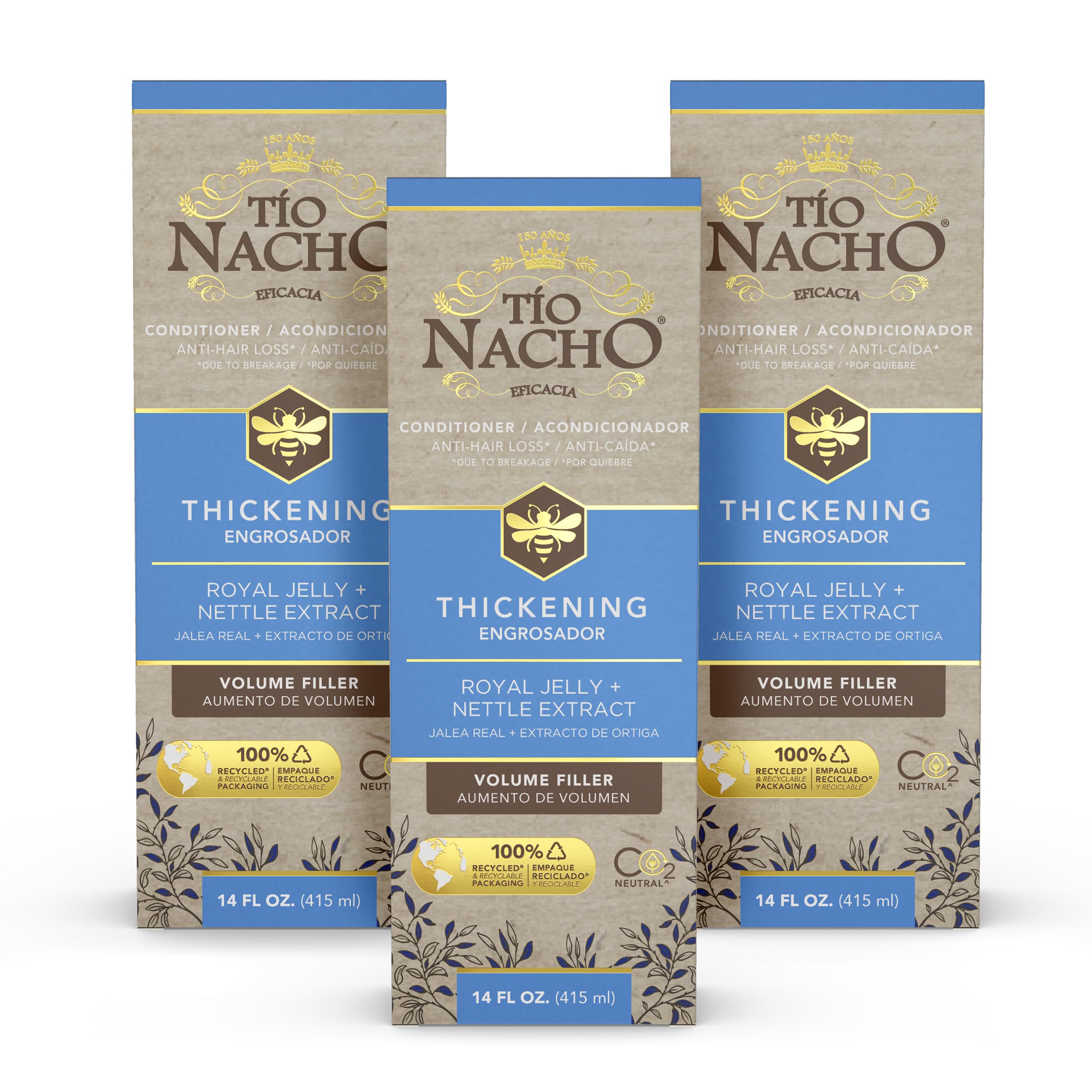 Tio Nacho thickening conditioner bottle shows volumizing action for fine hair