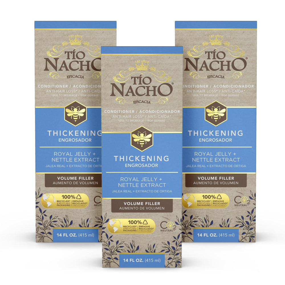 Tio Nacho thickening conditioner bottle shows volumizing action for fine hair