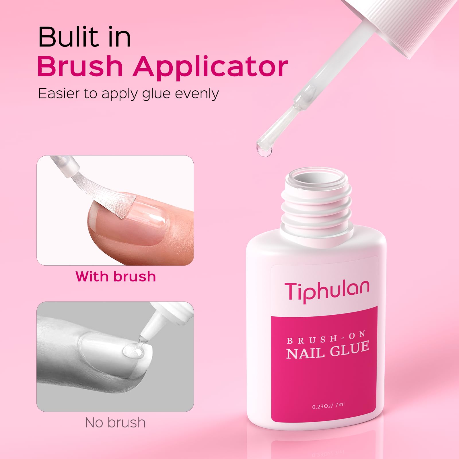 TIPHULAN glue used with press-on and acrylic nails for secure adhesion.