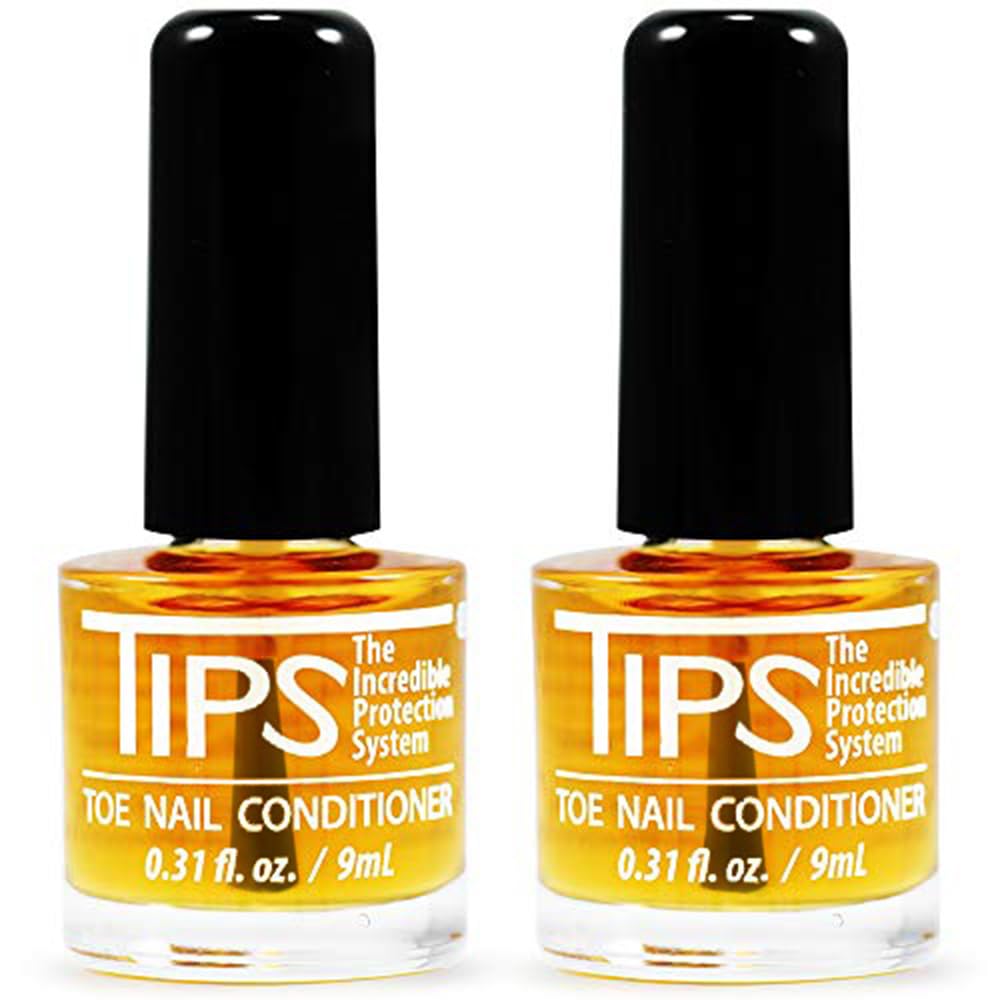 TIPS Toe Nail Conditioner 2 Pack with two bottles for nourished, flexible toenails