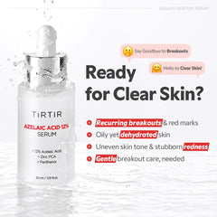 TIRTIR Azelaic Acid Serum ingredients panel featuring Zinc PCA and Hyal-ZIP.