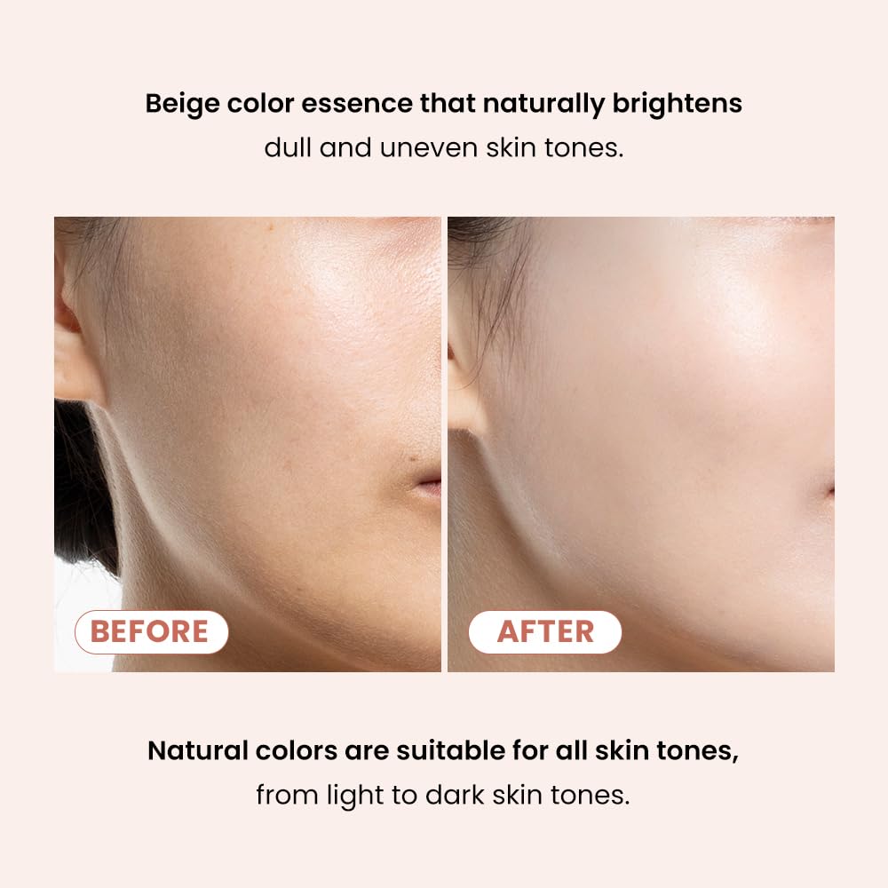 TIRTIR essence applied on the face illustrating even coverage and a fresh finish.