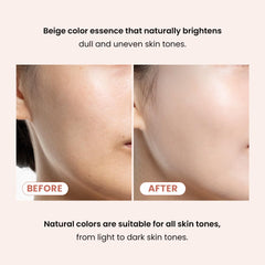 TIRTIR essence applied on the face illustrating even coverage and a fresh finish.