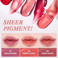 TIRTIR Waterism Glow Tint Heartberry arm swatch shows buildable, sheer color and sheen.