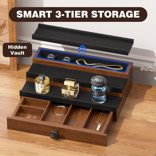 TIRYIUOU Cologne Organizer drawer for watches and rings keeps daily essentials organized.