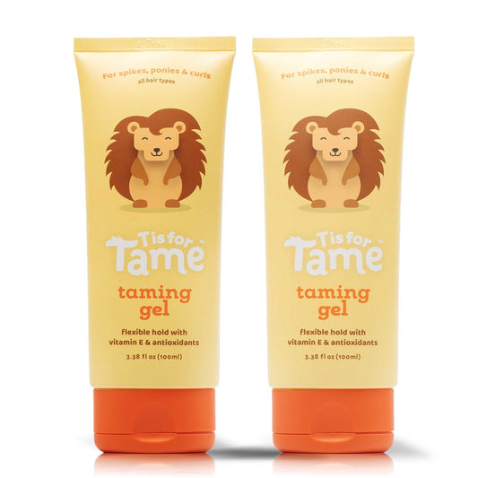 T is for Tame taming gel bottle provides gentle hold for kids' hair