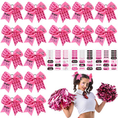 Tisancy pink 8-inch bow for cheer teams, comfortable and secure for all-day wear.