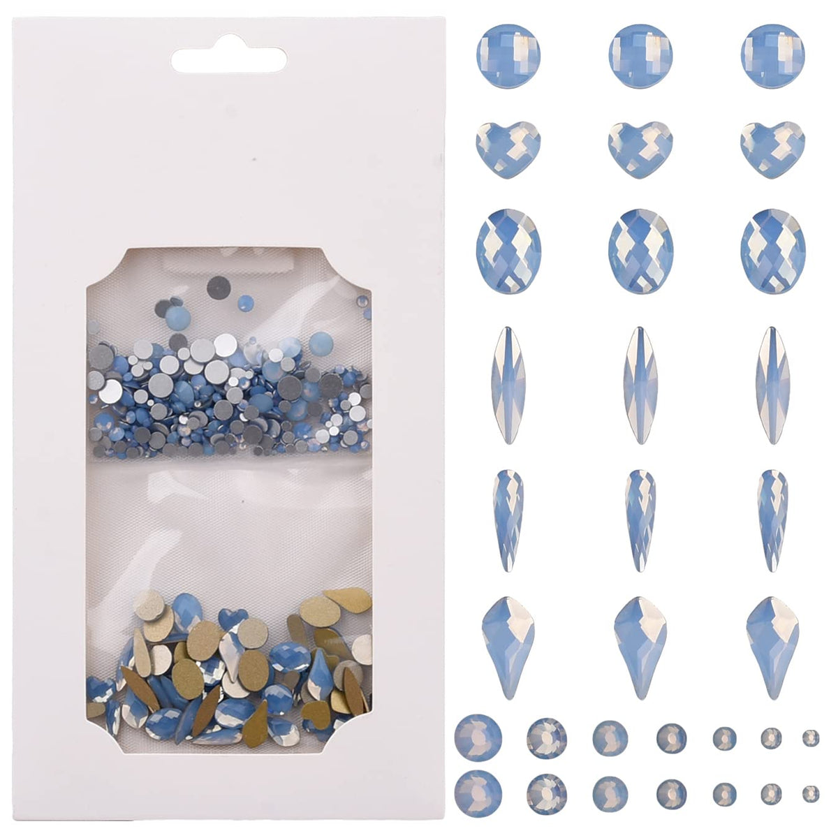 Tisslan blue opal flame rhinestones for nail art and crafts