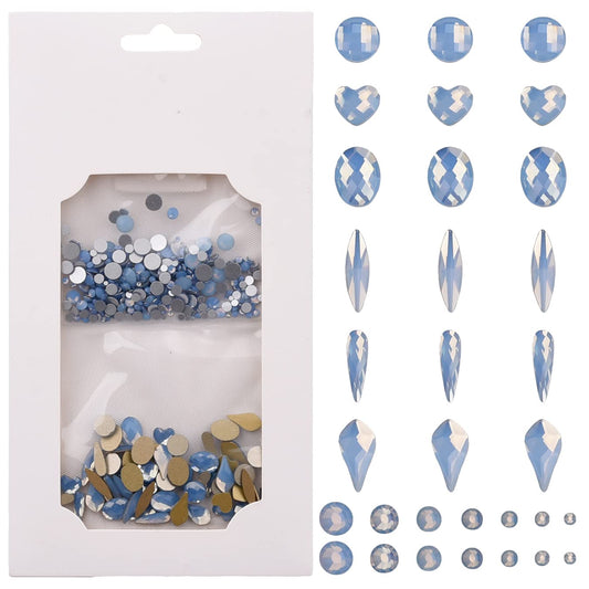 Tisslan blue opal flame rhinestones for nail art and crafts