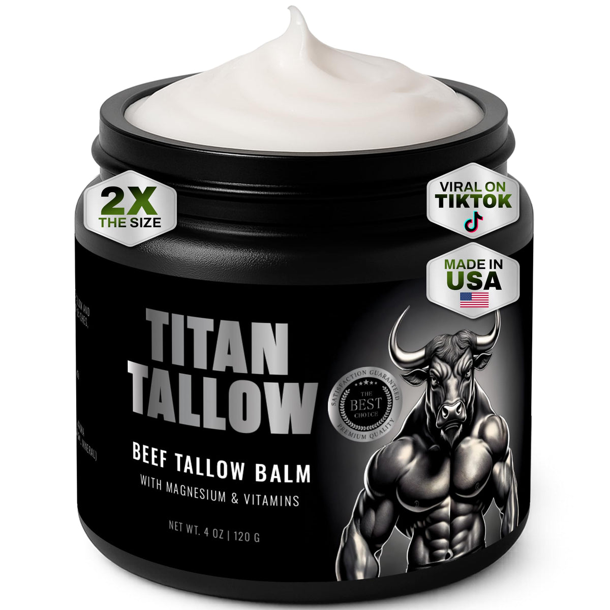 Titan Tallow face balm jar displaying clean, all-in-one hydration for daily skincare.
