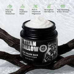 Titan Tallow honey-closeup highlighting soothing natural ingredients for calm skin.
