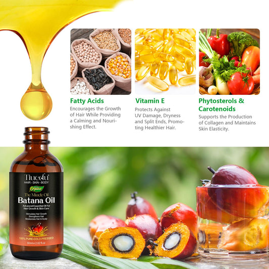 Tiuedu Batana oil application demonstrates root-to-tip nourishment for hair.