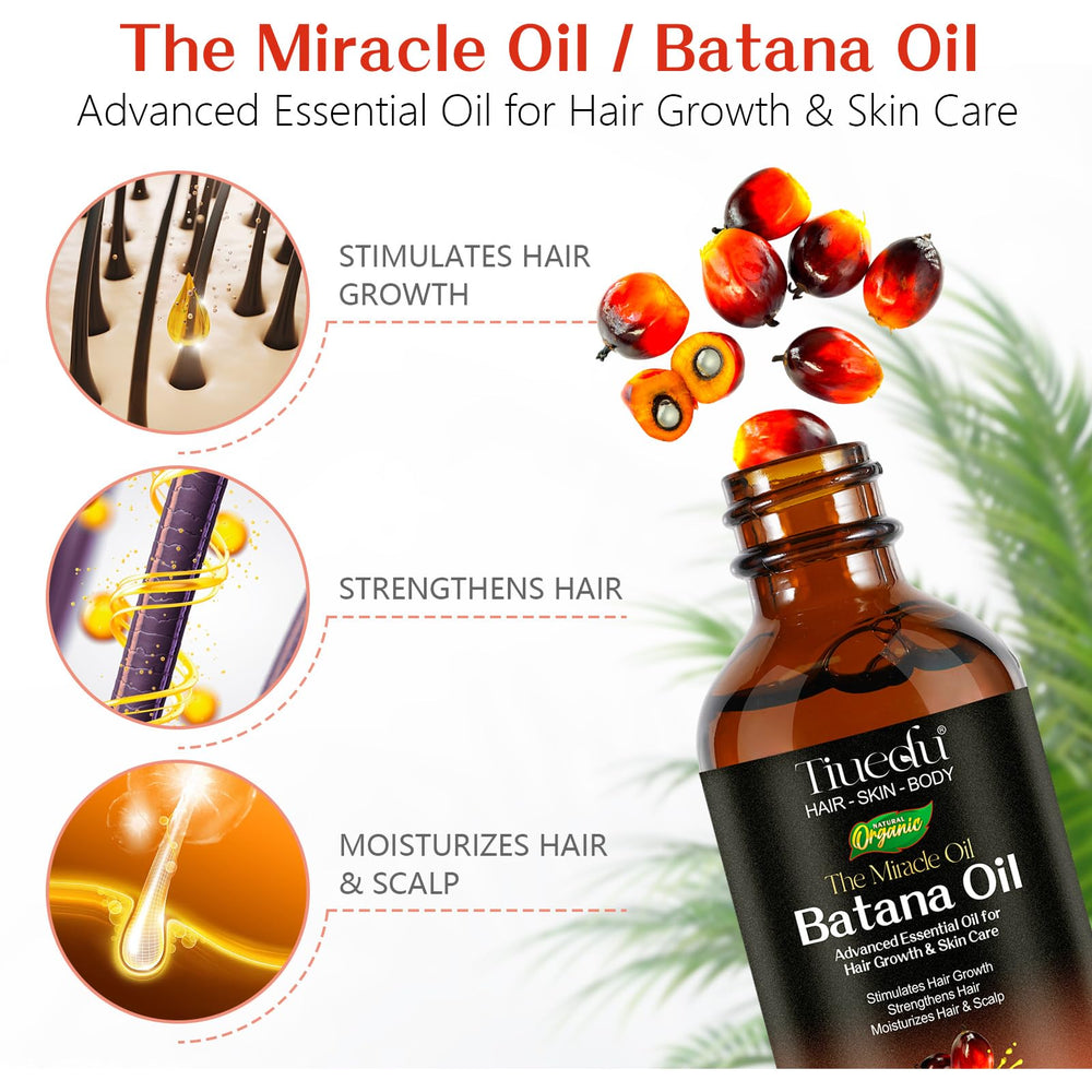 Tiuedu Batana oil packaging highlights value and purity for daily use.