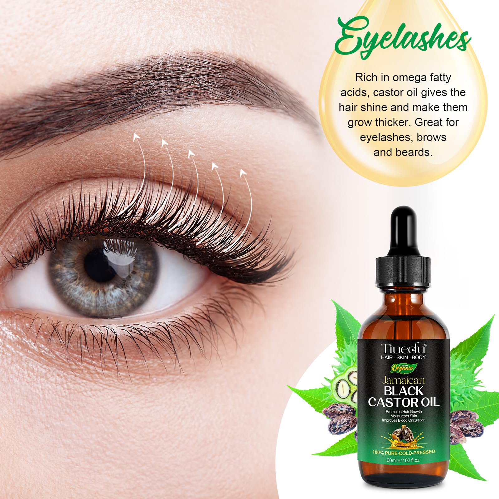 Tiuedu castor oil for body care and moisturized skin.