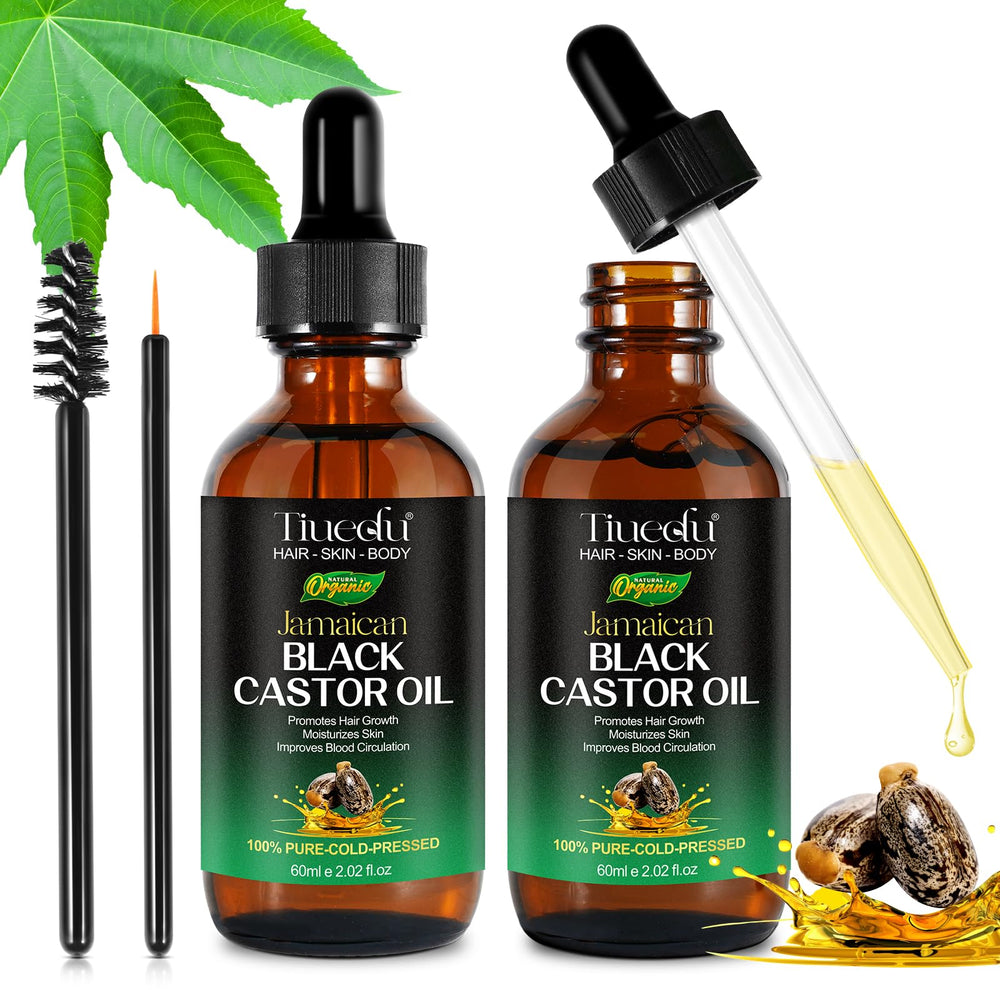 Tiuedu Jamaican Black Castor Oil bottle for versatile hair and skin care.