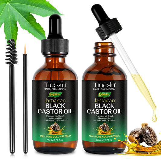 Tiuedu Jamaican Black Castor Oil bottle for versatile hair and skin care.