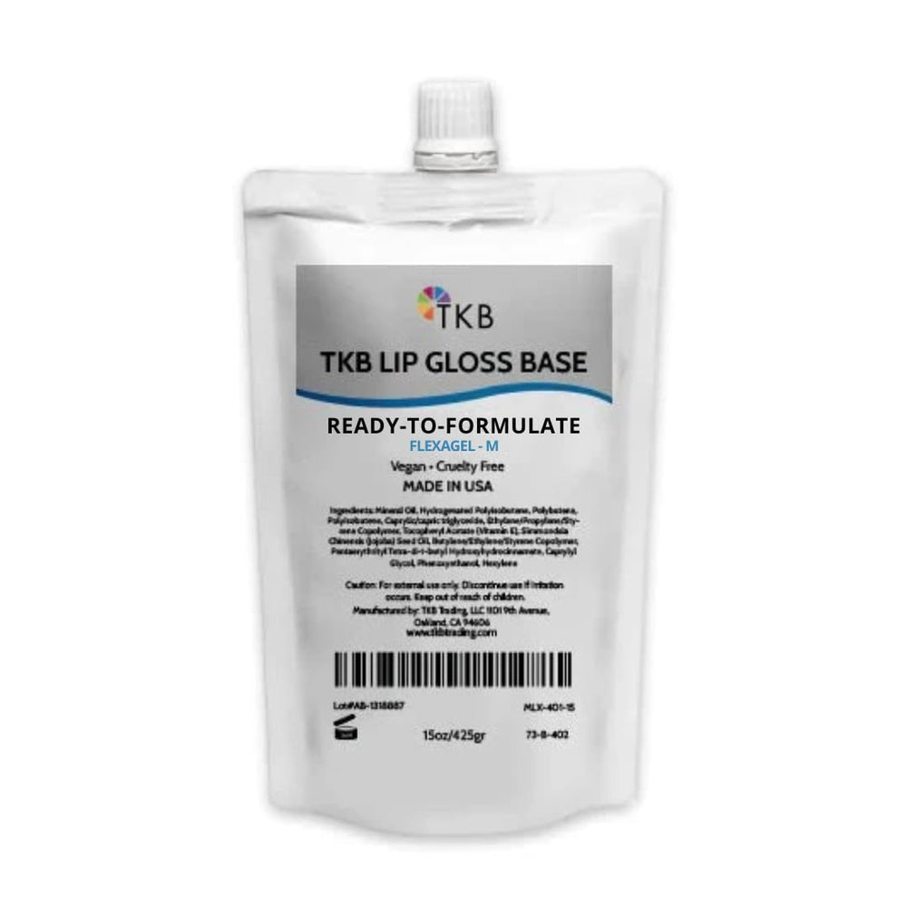 TKB Lip Gloss Base Flexagel M crystal-clear bottle for customizable gloss shades with smooth wear.