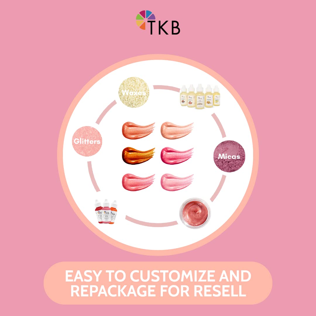TKB Lip Gloss Base Flexagel M packaging close-up highlights ethical and vegan packaging.