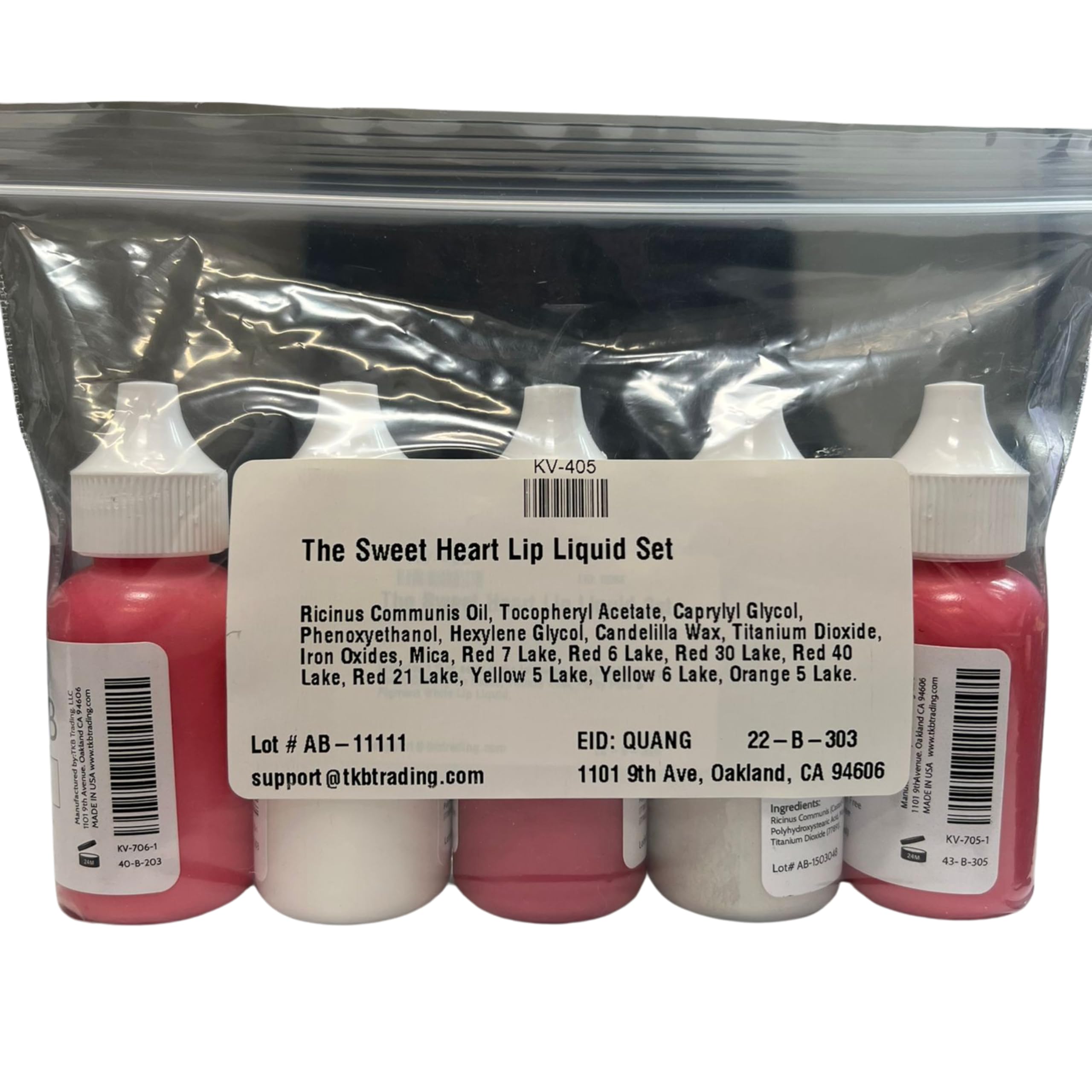 TKB Sweet Heart Lip Liquid Set includes vegan, gluten-free pigments for clean beauty routines.