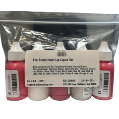 TKB Sweet Heart Lip Liquid Set includes vegan, gluten-free pigments for clean beauty routines.
