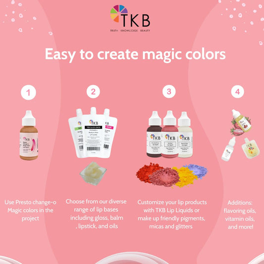 TKB Lip Liquid used in color transform when blended with other pigments.