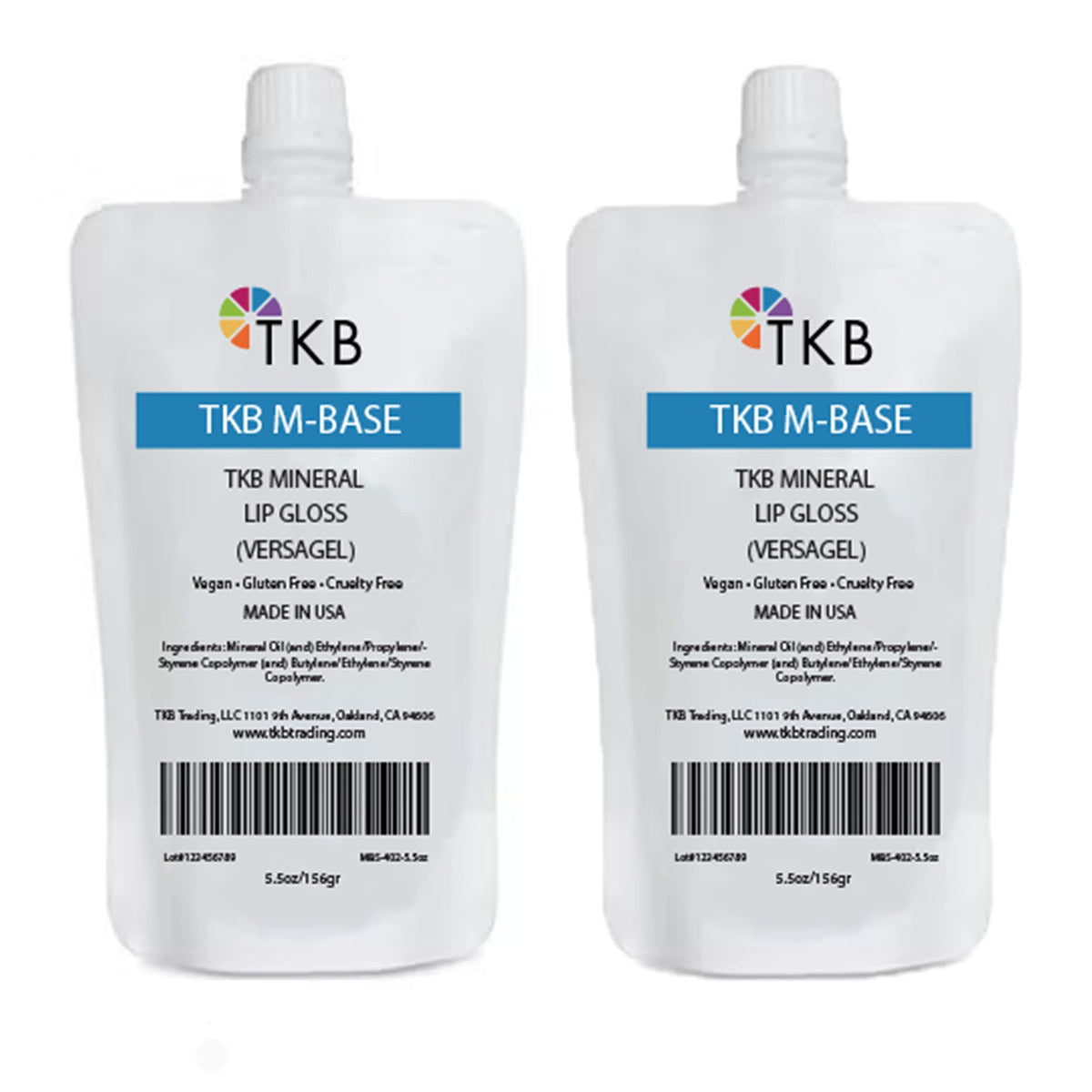 TKB Trading Mineral Lip Gloss M-Base in a clear bulk pack, ready for DIY blends.