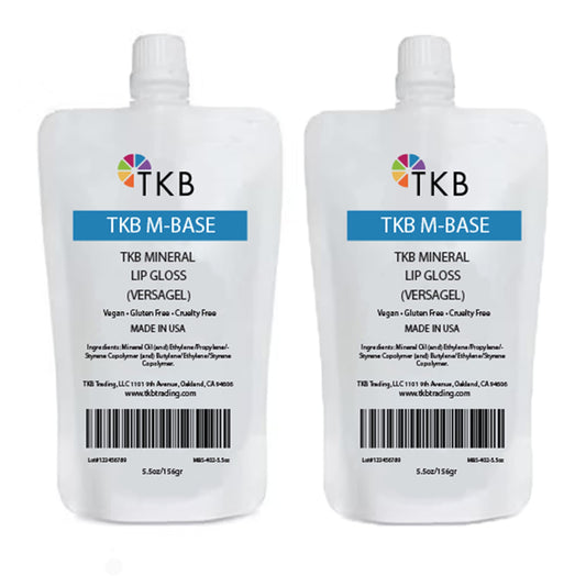 TKB Trading Mineral Lip Gloss M-Base in a clear bulk pack, ready for DIY blends.