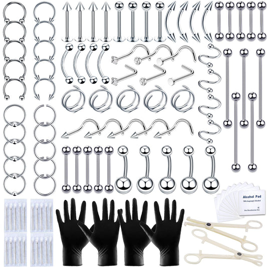 TKKUY 131PCS piercing kit overview for all body piercings, a complete starter set great for professionals and beginners