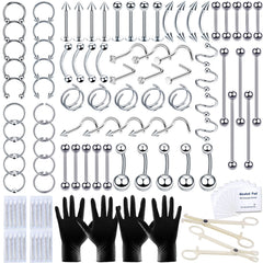 TKKUY 131PCS piercing kit overview for all body piercings, a complete starter set great for professionals and beginners