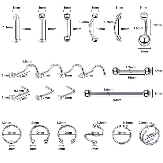 TKKUY piercing needles assortment 12G-20G ensures precise gauge options for versatile piercing setups