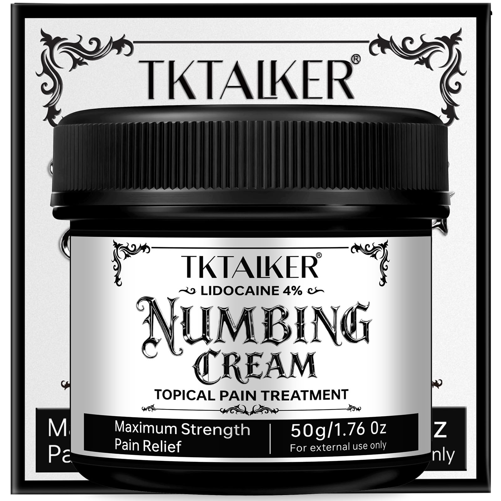TKTALKER 4% Lidocaine Cream bottle for quick numbing before treatments.