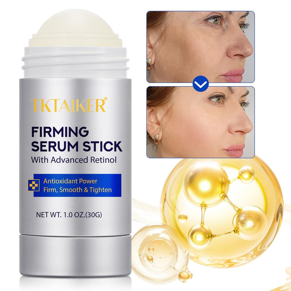 TKTALKER Advanced Retinol Firming Stick application close-up for targeted treatment.